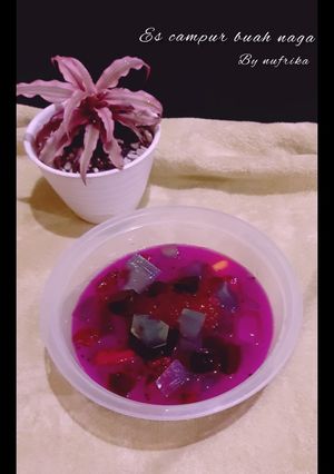Foto resep Es campur buah naga