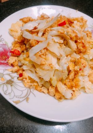 Hình của món Bắp xú xào trứng.