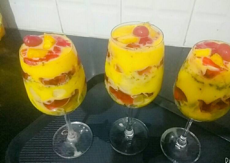 Steps to Make Ultimate Mango pudding with jelly