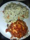 Arroz saborizado con bondiola a la pizza