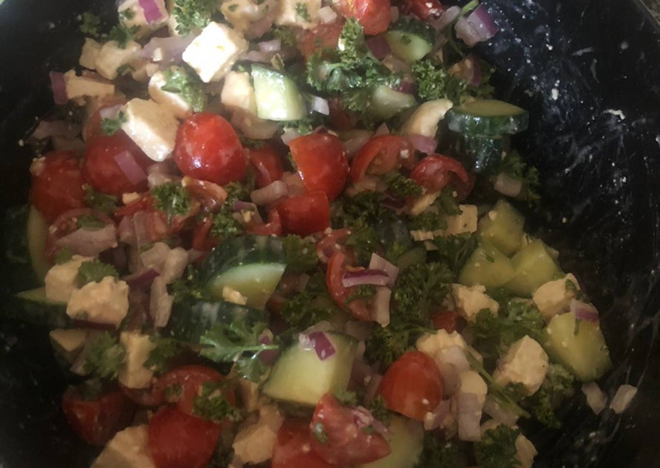 Greek salad with Braai’d Meat..🤤