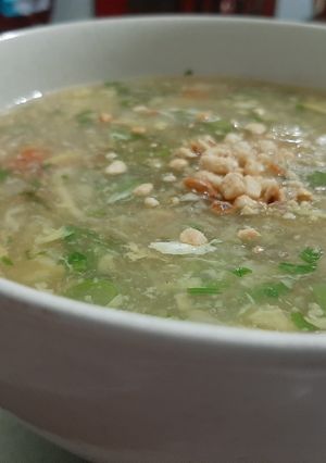 Hình của món Soup tôm rau củ.
