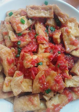 Hình của món Đậu hủ sốt cà chua (món chay).
