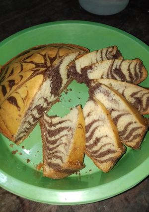 Foto resep Bolu air 1telur motif zebra