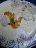 Creamy flats over a vegetable egg cake