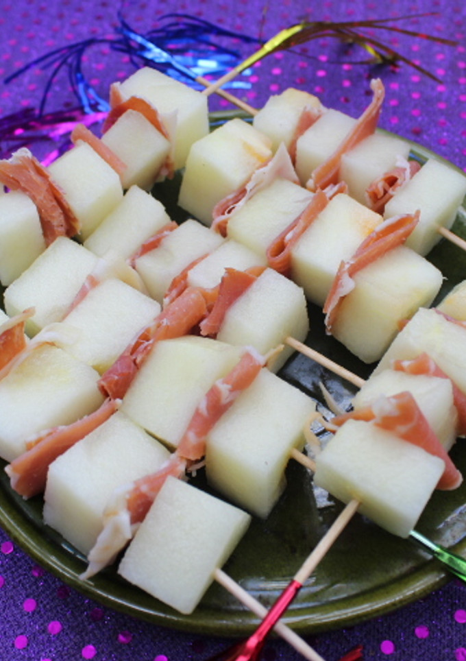 Una foto de Pinchos de melón con jamón