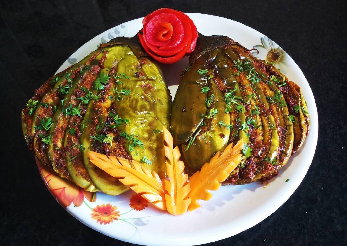Stuffed Layered Cut Brinjal Fry Recipe