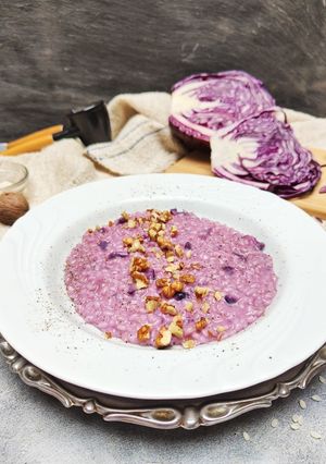 Foto di Risotto con cavolo rosso gorgonzola e noci