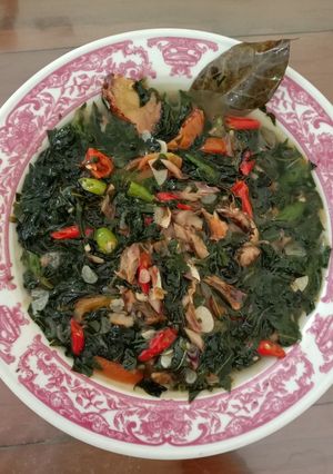 Foto resep Oseng daun kates jepang dan suwir ikan asin peda