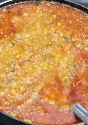A picture of Panchratna Daal / lentils for stuffed baati.