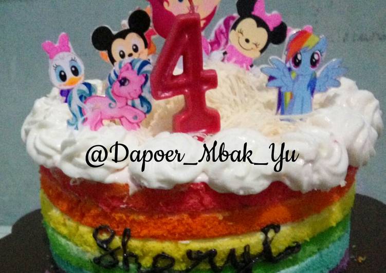 Resep Rainbow cake Anti Gagal