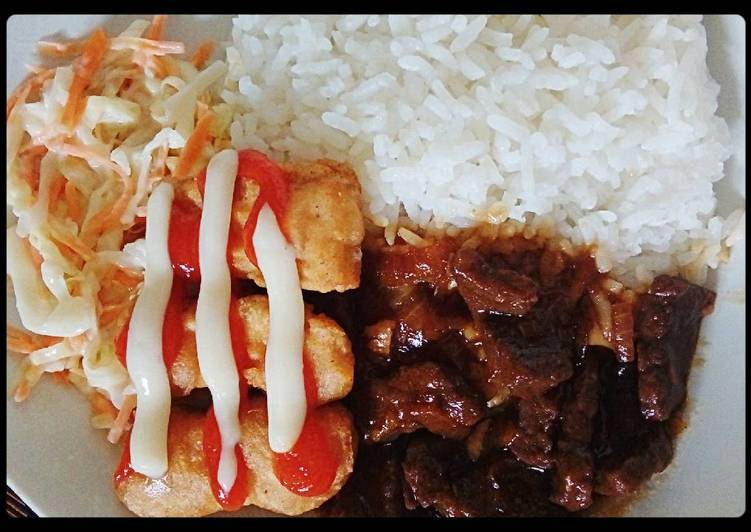 Beef teriyaki plus tofu+salad