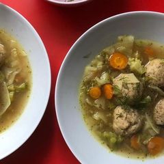 A picture of Loaded Matzo Ball Soup.