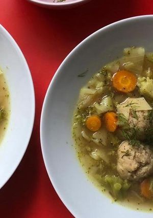 A picture of Loaded Matzo Ball Soup.