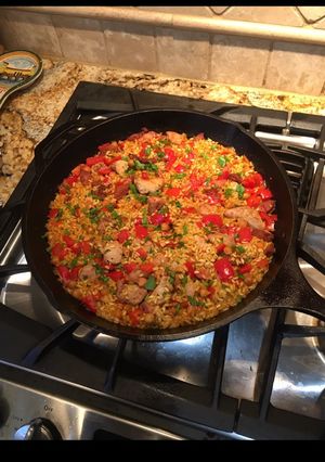 A picture of Chorizo and Chicken Paella.