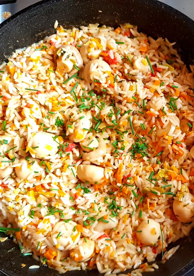 Una foto de Arroz con champiñones y salsa de soja agridulce. #cumplimos7