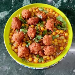 Leftover Chana daal Pakoda With Ghugni A picture of Leftover Chana daal Pakoda With Ghugni.
