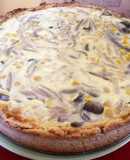 Quiche de cebolla, choclo y champiñones