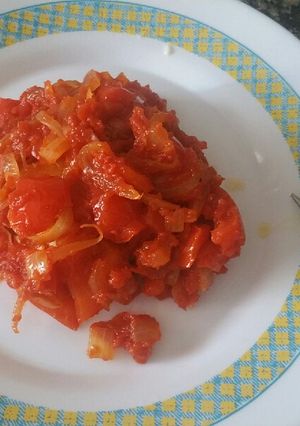 Una foto de Bacalao a la samfaina