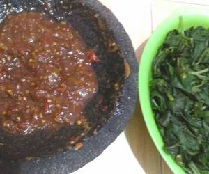 Resep mudah Rujak kangkung Mantul Banget