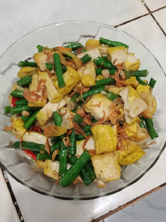 Foto resep Oseng kacang panjang tahu kuning