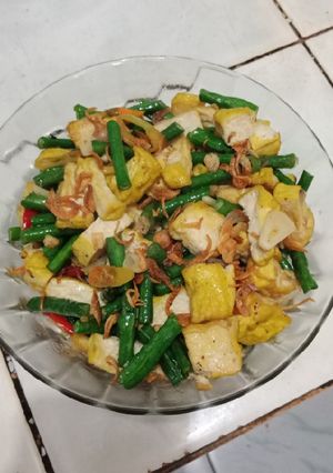 Foto resep Oseng kacang panjang tahu kuning