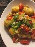 Ñoquis de batata rellenos con muzzarella + compota de cherry’s