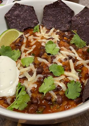 A picture of Black Bean & Poblano Soup.