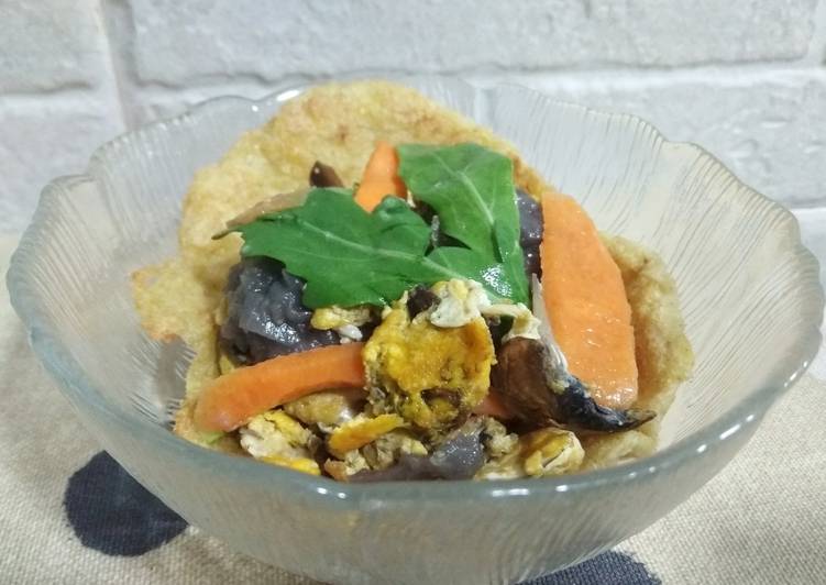 Tortita de mijo-avena con revuelto de champis