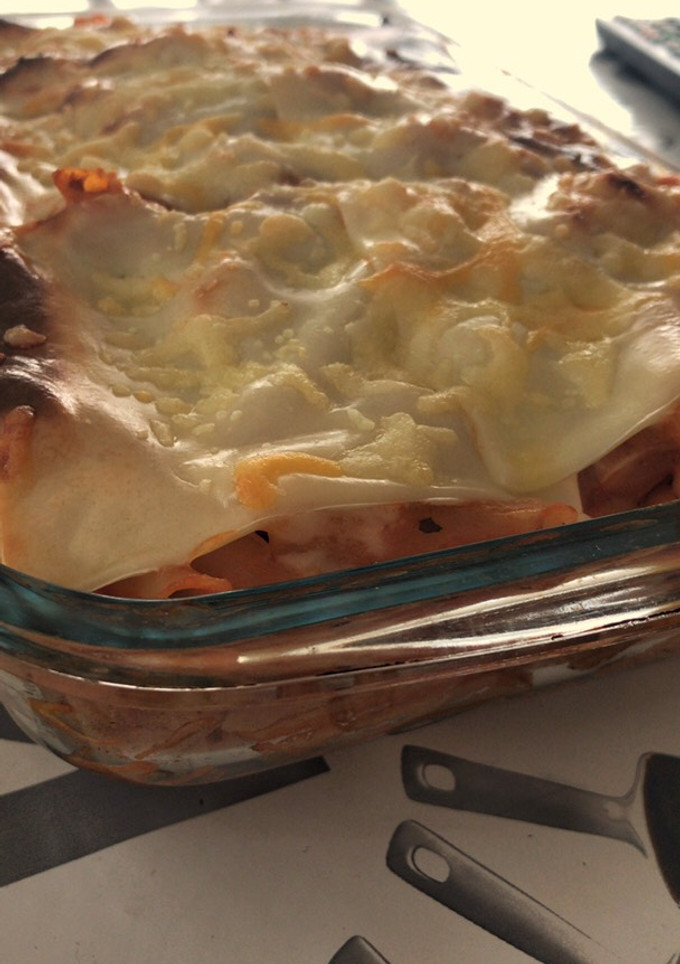 Una foto de Macarrones queseros al horno