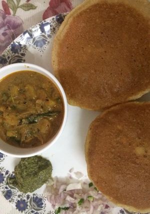 A picture of Crispy rava poori with potato sabji.