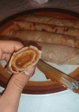 Una foto de Panqueques con dulce de leche