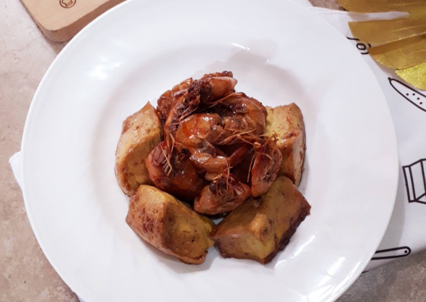 Tahu udang ungkep kecap