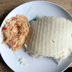 A picture of Ugali and Fried Cabbage.