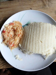 A picture of Ugali and Fried Cabbage.