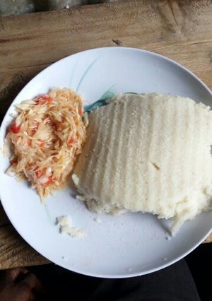 A picture of Ugali and Fried Cabbage.