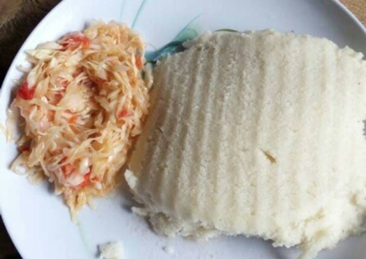 Ugali and Fried Cabbage