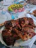Piernas de pollo asadas con bacom