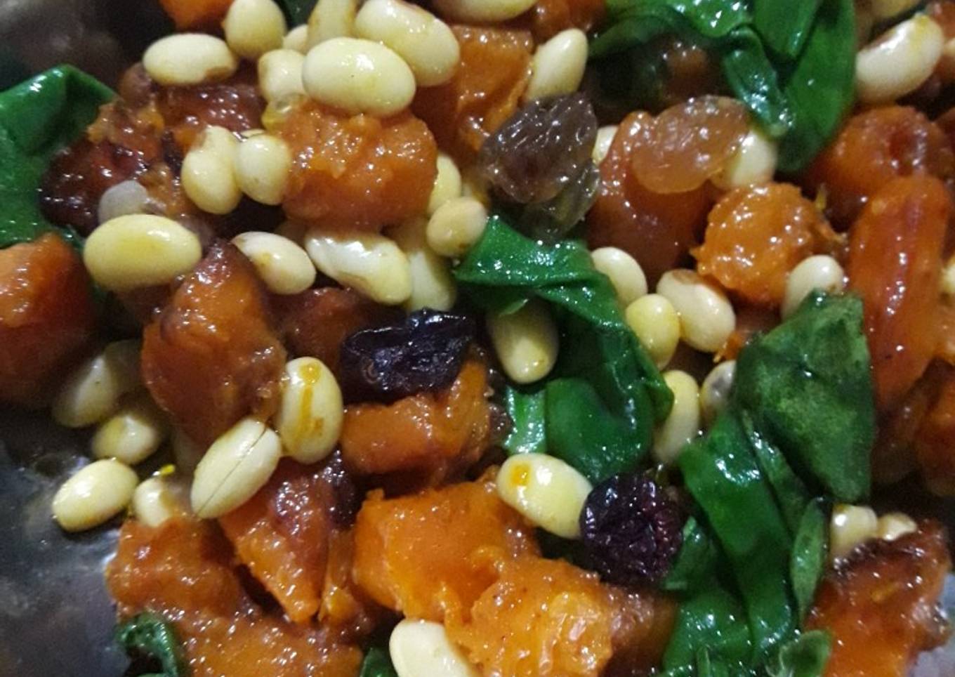 Ensalada agridulce de vegetales salteados y soja