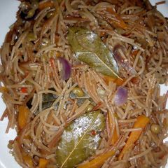 A picture of Brown vegetable spaghetti.