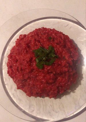Una foto de Risotto de remolacha