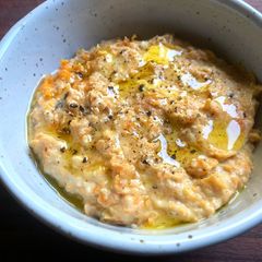 A picture of Caramelised Carrot Hummus.