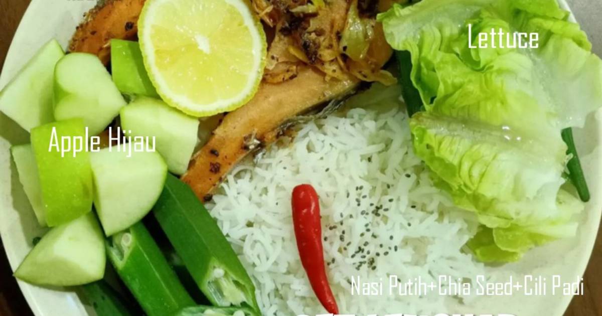 Resipi Salmon Bakar Bawang Putih Set Lunch Sihat Oleh Mamy Kitchen89