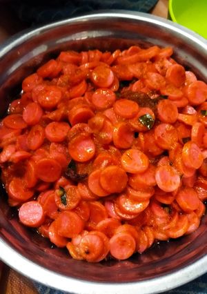 Foto resep Sosis pedas daun jeruk isian cireng