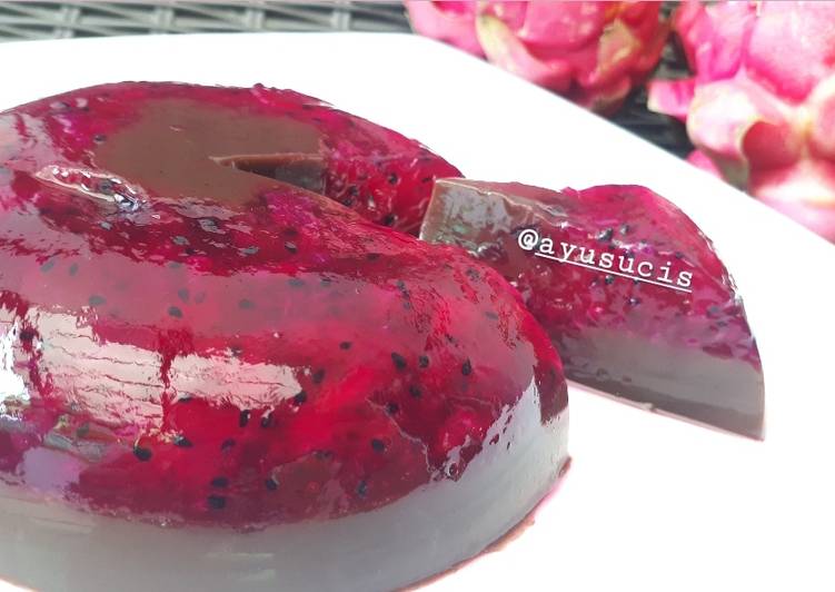 Agar buah naga puding coklat