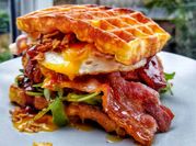 A picture of bacon waffles