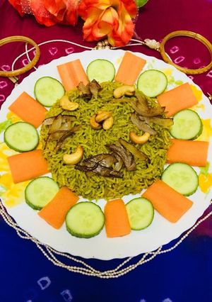 A picture of Spinach biryani#Leafygreens.