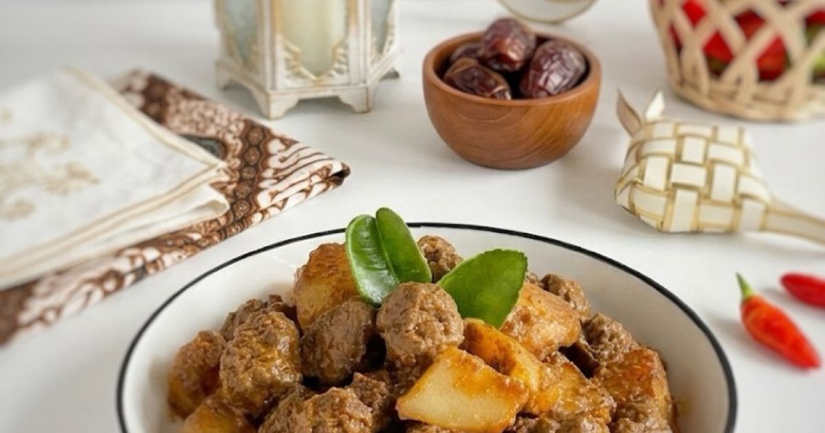 Rendang Bola Bola Daging dan Kentang