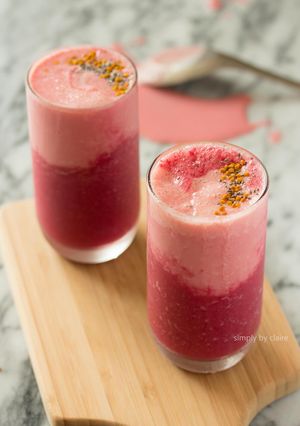 夏日必學的超夢幻飲品 – 雙色甜菜根果昔 的食譜成品照片