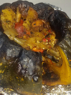 Una foto de Zapallo relleno vegetariano a la parrilla